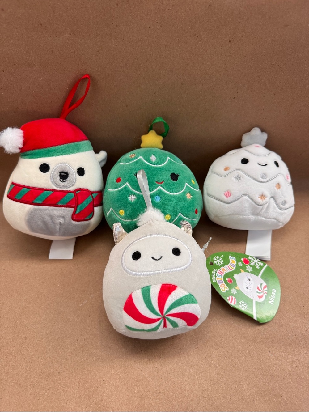 Set of 4 Christmas Themed 4” Squishmallows (one NWT)